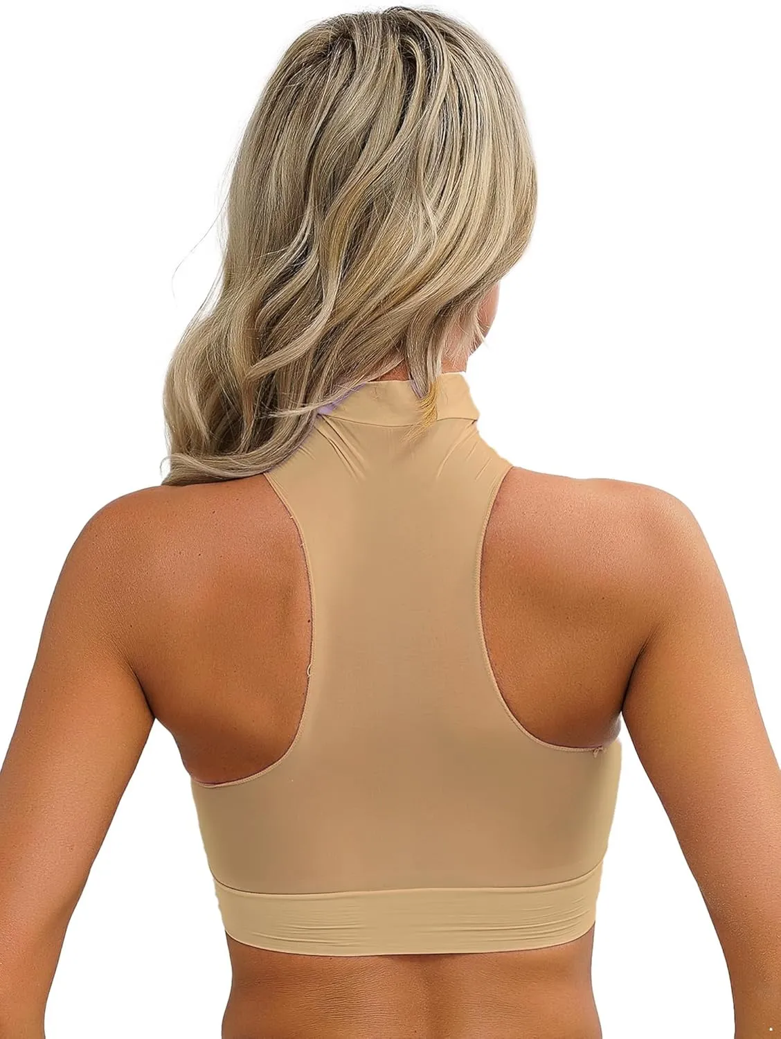 iiniim Women's Tank Top Sexy Crop Halter Top Sleeveless Solid Glossy Basic Camisole Sheer Tube Top