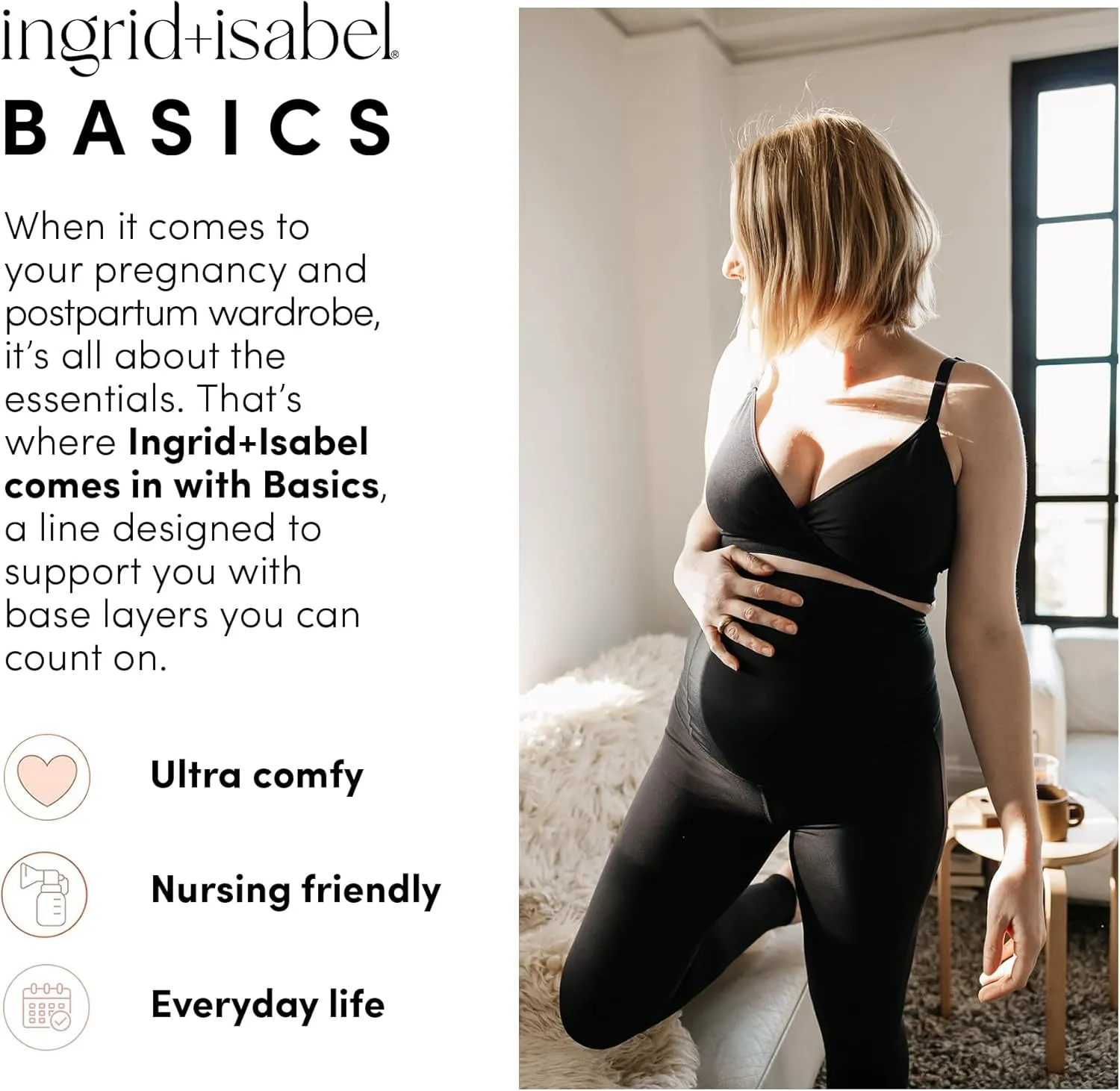 Ingrid and Isabel Basics Postpartum Compression Leggings- Postpartum Leggings for Tummy Control & Support