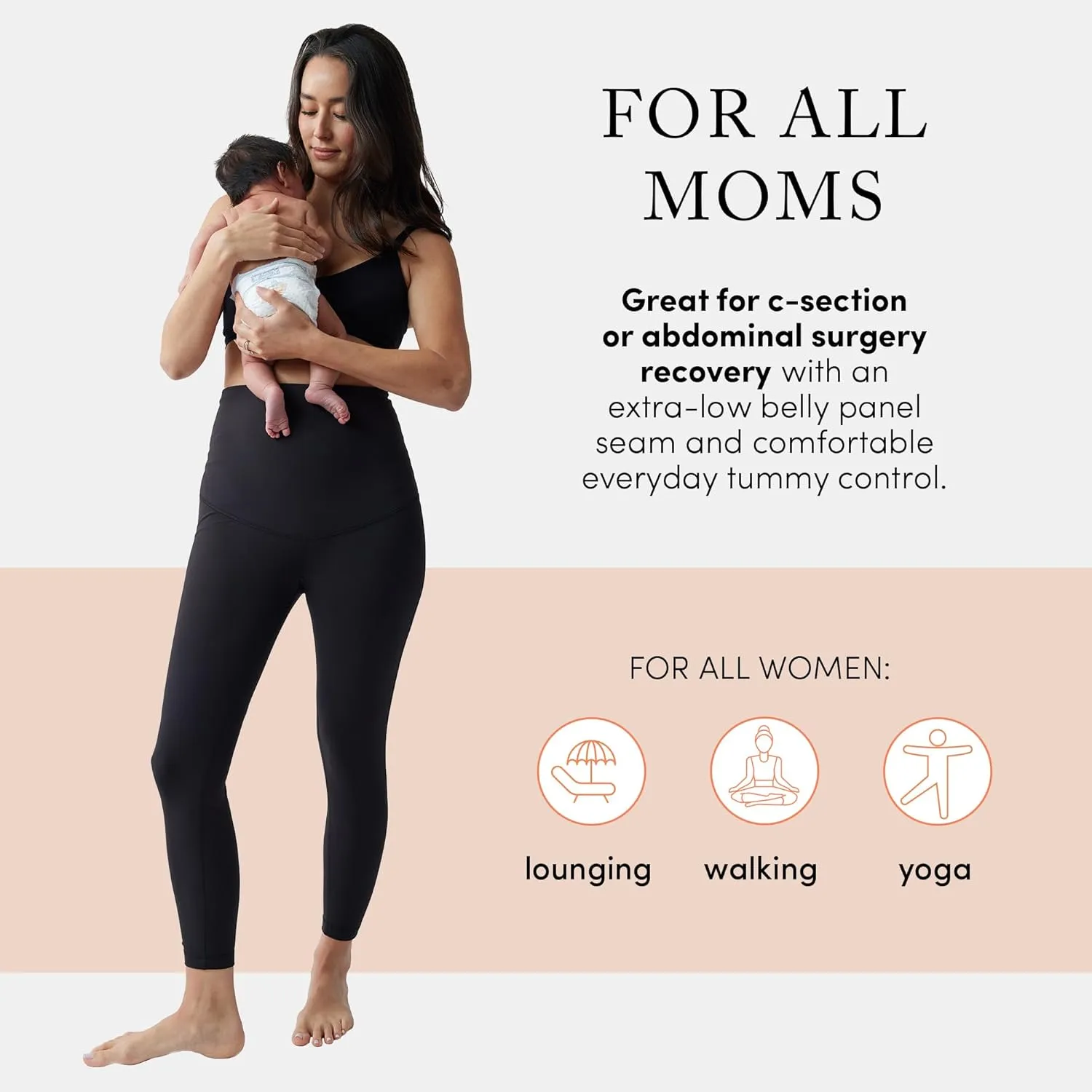 Ingrid and Isabel Basics Postpartum Compression Leggings- Postpartum Leggings for Tummy Control & Support