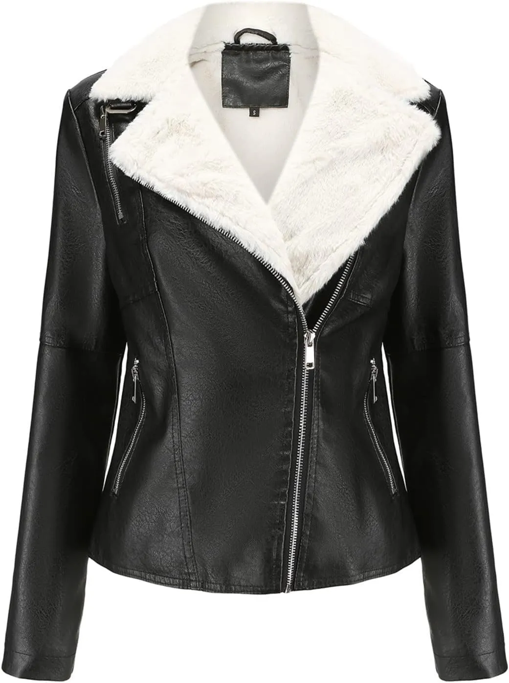 Jacket Women Motor Women Punk Tops Coat Zip Cropped Lapel Ladies Biker Women's Coat Cropped Leather Jacket Women
