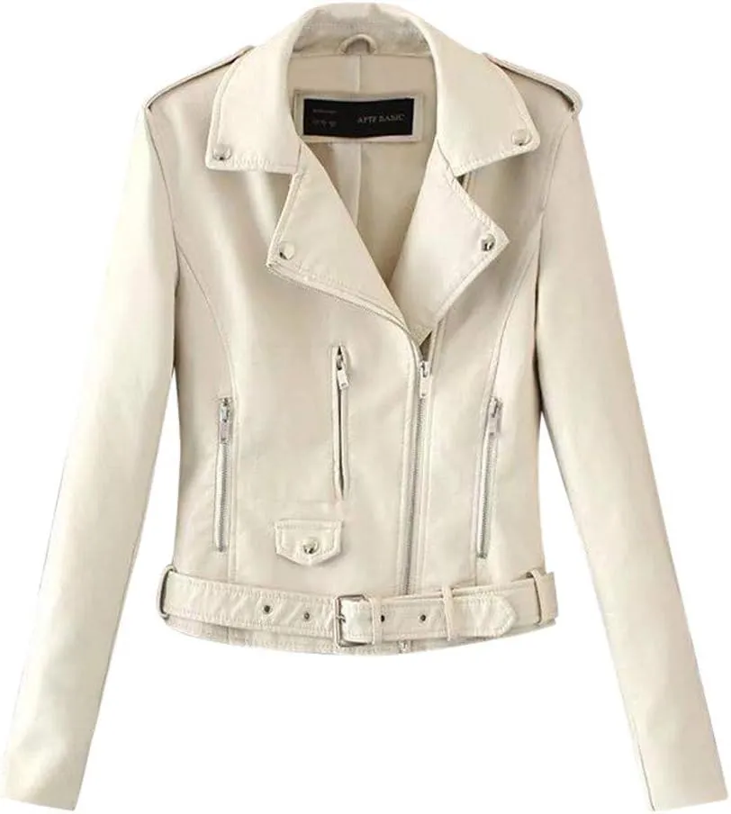 Jacket Women Motor Women Punk Tops Coat Zip Cropped Lapel Ladies Biker Women's Coat Cropped Leather Jacket Women