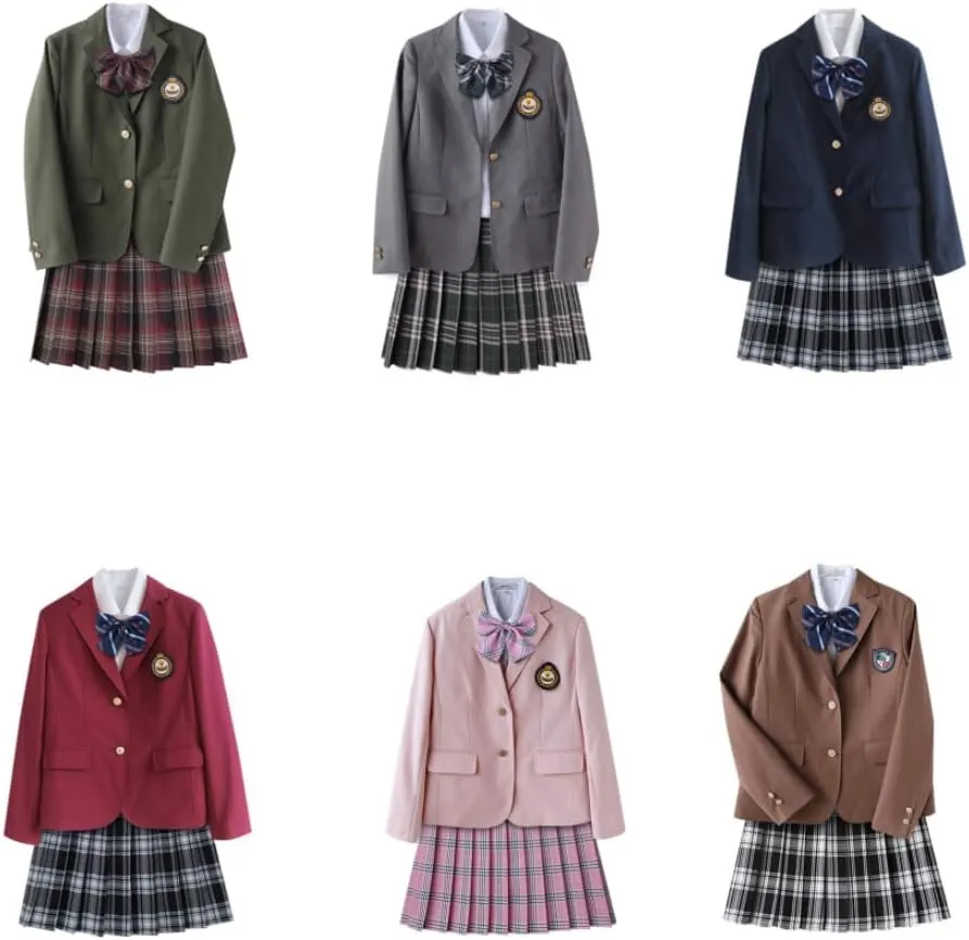 Japanese School Girl Uniform JK Uniform 2 Button Single Breasted Blazer Suit Jacket Preppy Style Outfit for Women