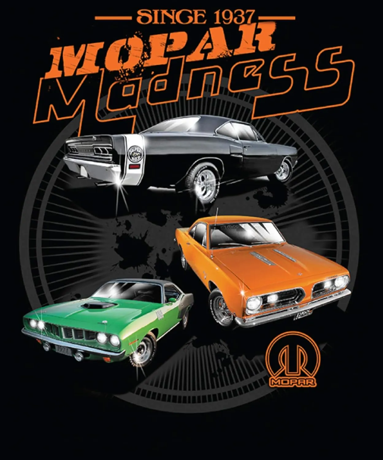 JH Design Men's Mopar Madness T-Shirt Short Sleeve Black Shirt