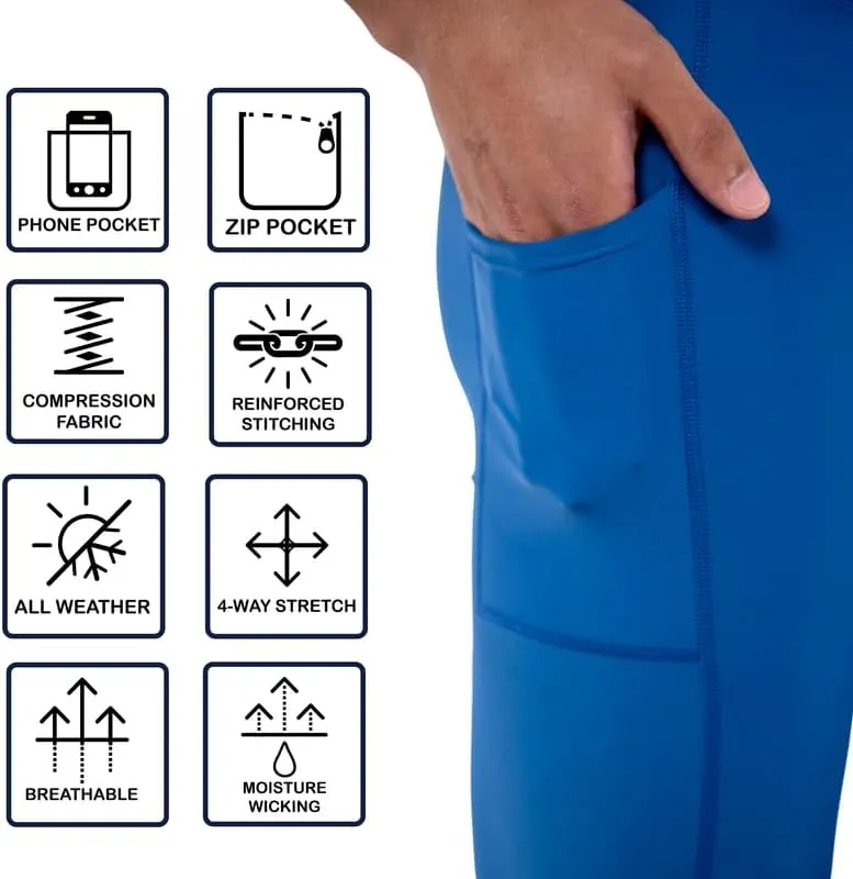 Kapow Meggings Performance Mens Leggings with Pockets & Pad - Mens Compression Leggings