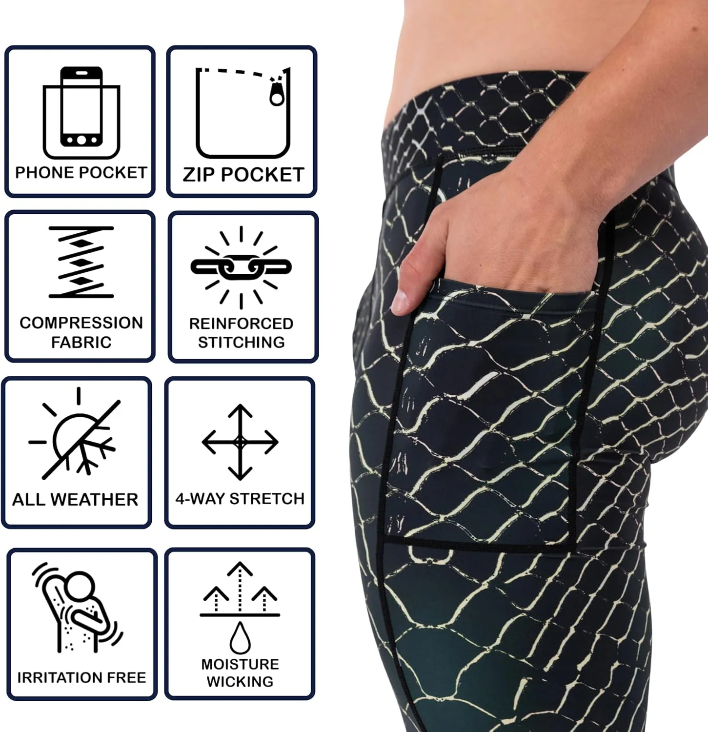 Kapow Meggings Performance Mens Leggings with Pockets & Pad - Mens Compression Leggings