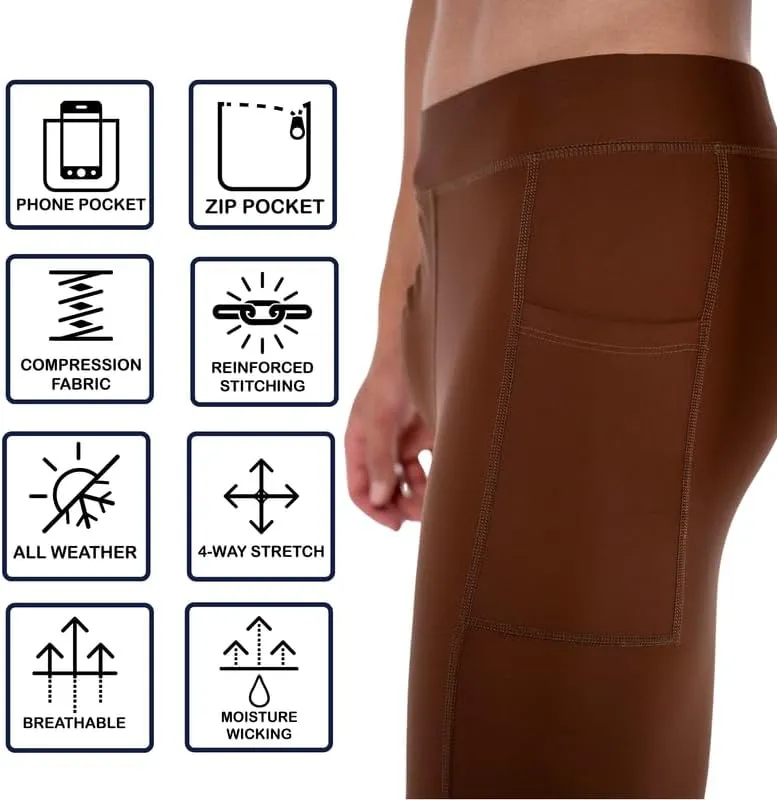 Kapow Meggings Performance Mens Leggings with Pockets & Pad - Mens Compression Leggings