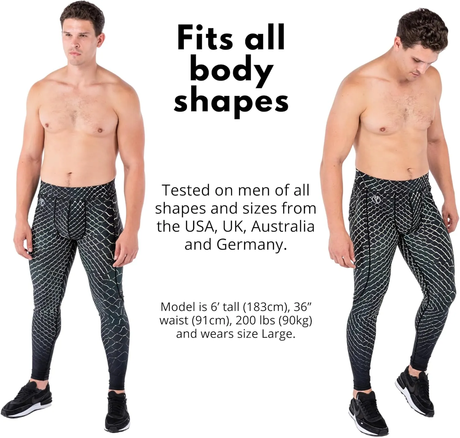 Kapow Meggings Performance Mens Leggings with Pockets & Pad - Mens Compression Leggings