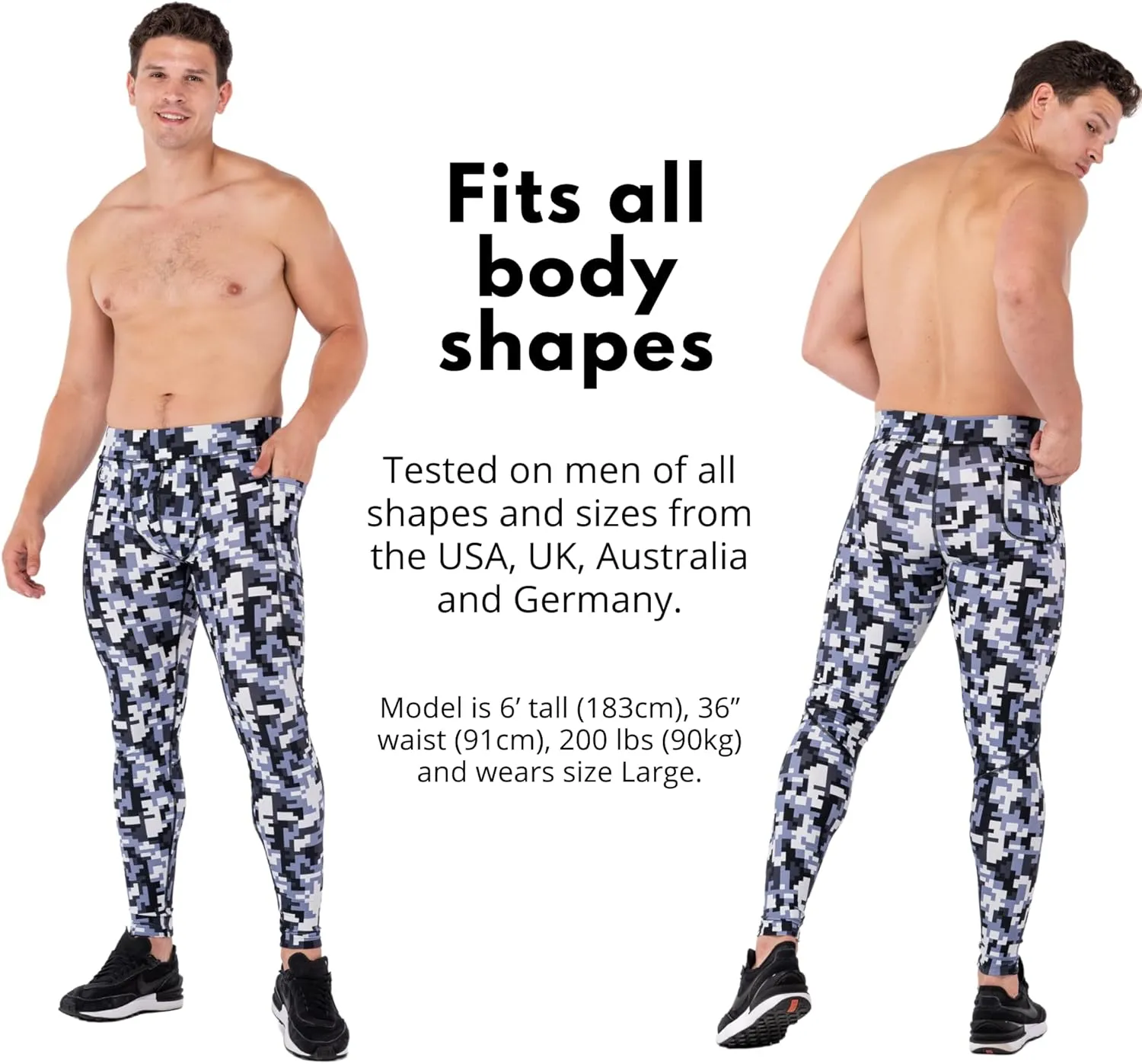 Kapow Meggings Performance Mens Leggings with Pockets & Pad - Mens Compression Leggings