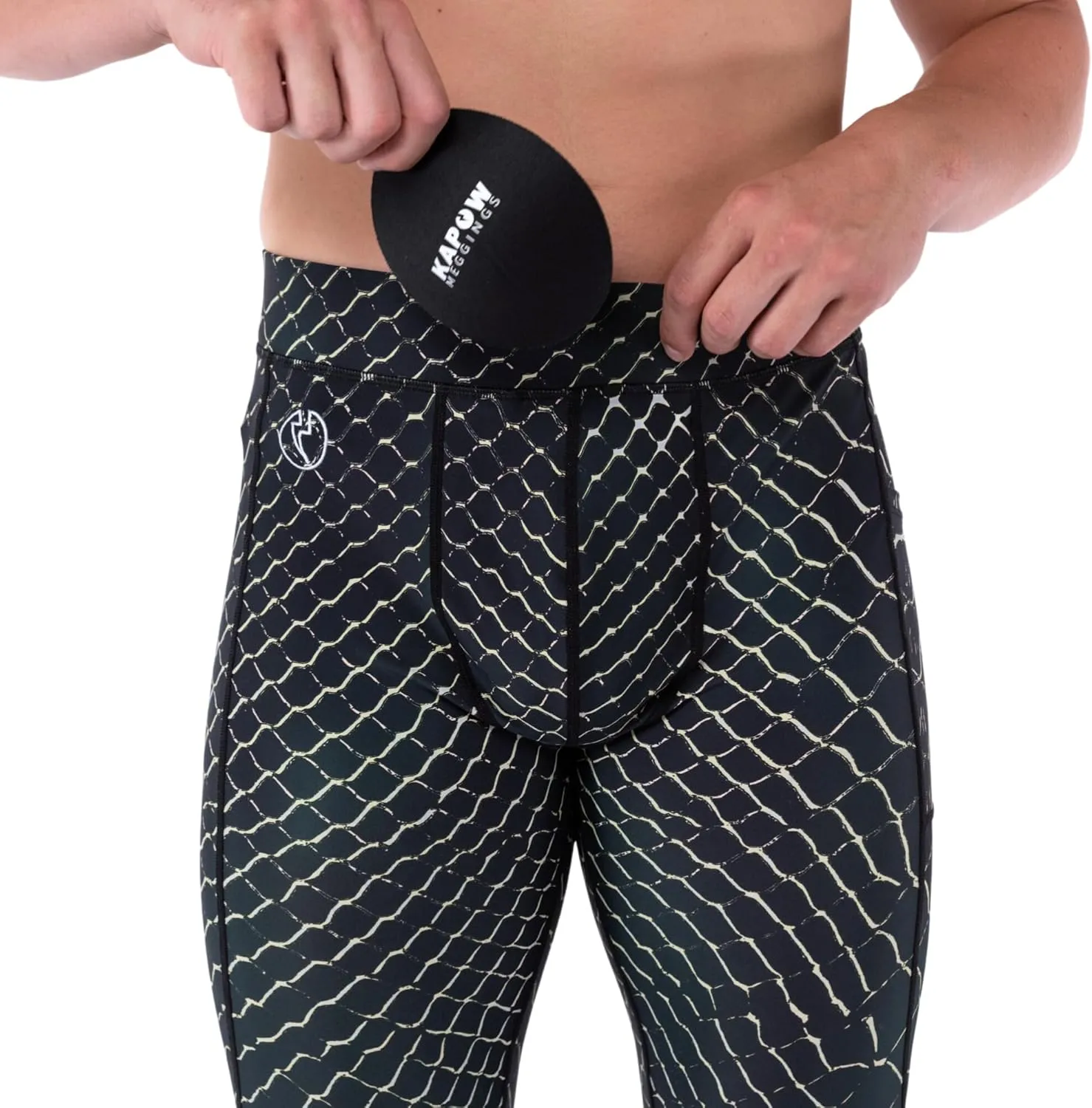 Kapow Meggings Performance Mens Leggings with Pockets & Pad - Mens Compression Leggings