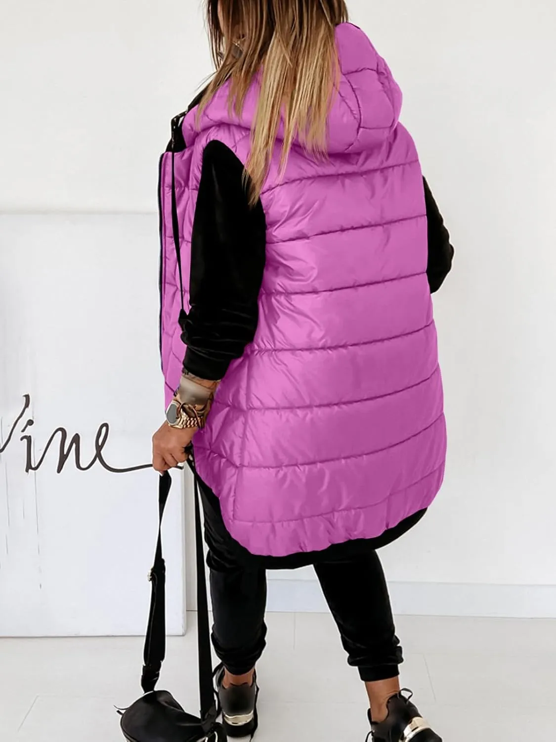 Kaxindeb Women's Hooded Outwear Vest Lightweight Zipper Up Padded Gilet With Pockets