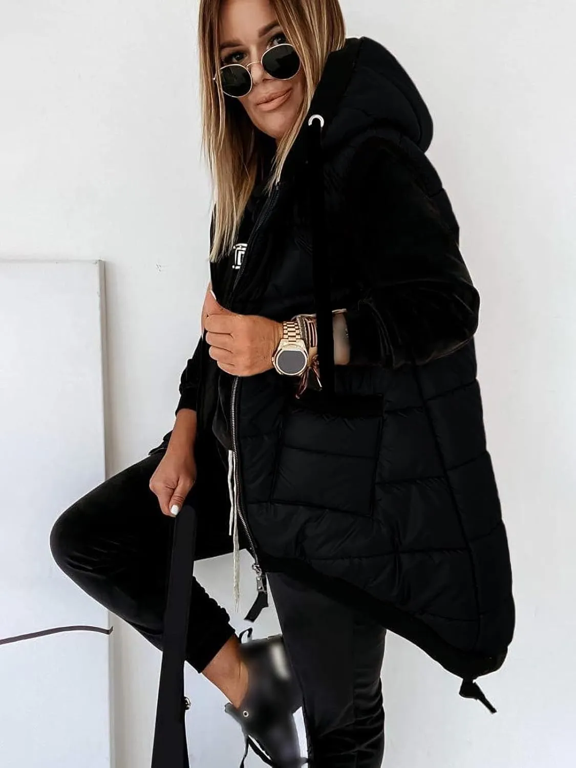 Kaxindeb Women's Hooded Outwear Vest Lightweight Zipper Up Padded Gilet With Pockets
