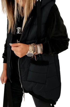 Kaxindeb Women's Hooded Outwear Vest Lightweight Zipper Up Padded Gilet With Pockets