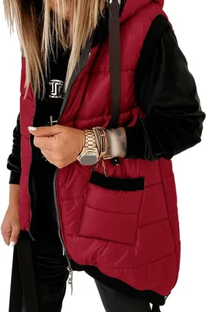 Kaxindeb Women's Hooded Outwear Vest Lightweight Zipper Up Padded Gilet With Pockets