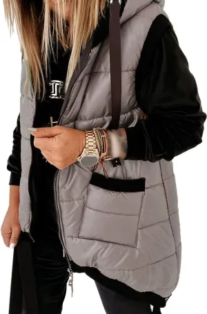 Kaxindeb Women's Hooded Outwear Vest Lightweight Zipper Up Padded Gilet With Pockets