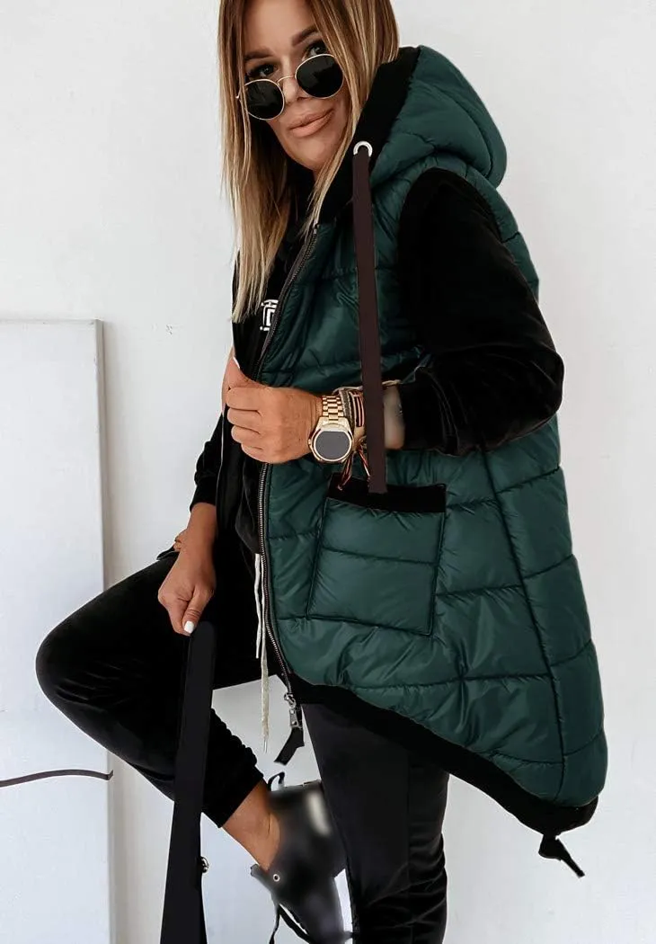 Kaxindeb Women's Hooded Outwear Vest Lightweight Zipper Up Padded Gilet With Pockets