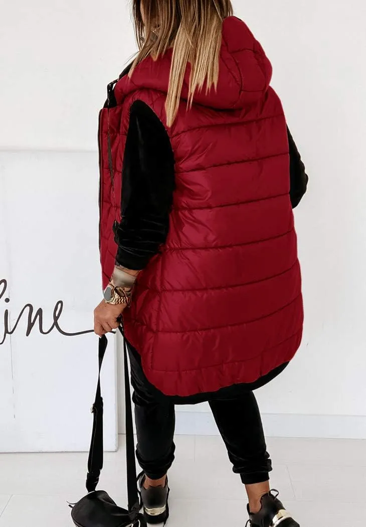 Kaxindeb Women's Hooded Outwear Vest Lightweight Zipper Up Padded Gilet With Pockets