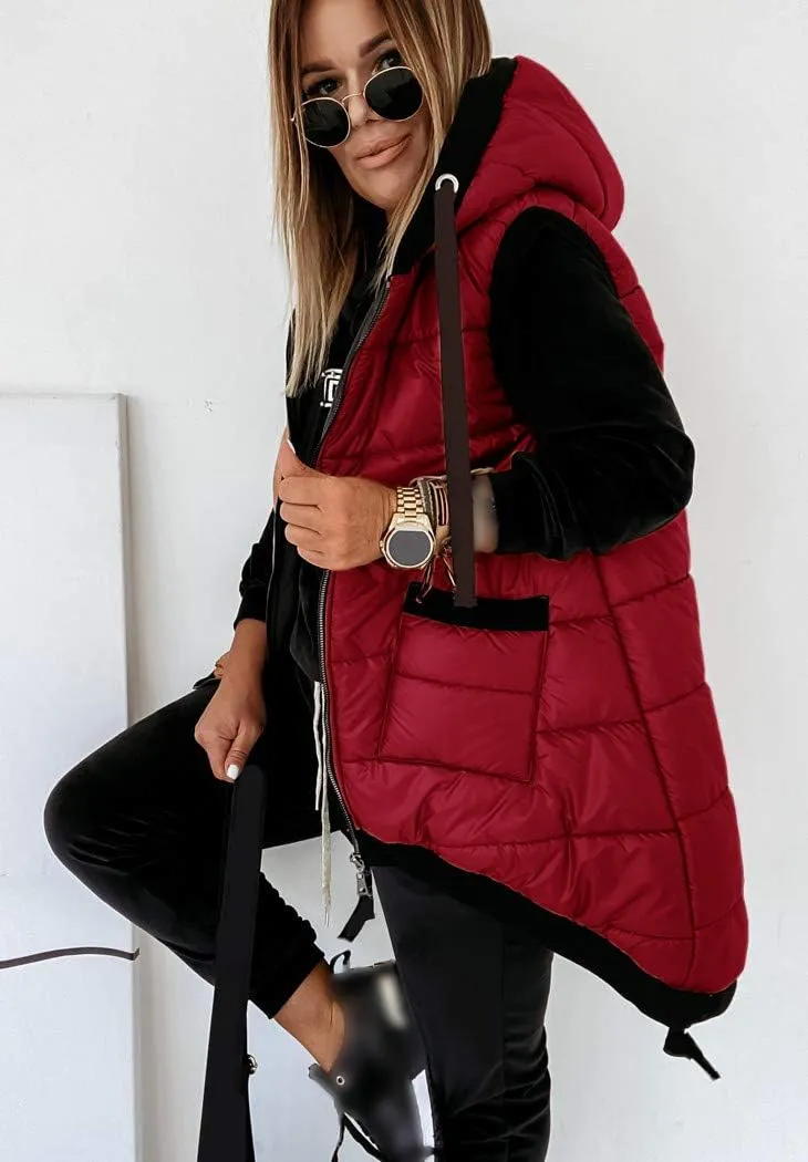 Kaxindeb Women's Hooded Outwear Vest Lightweight Zipper Up Padded Gilet With Pockets
