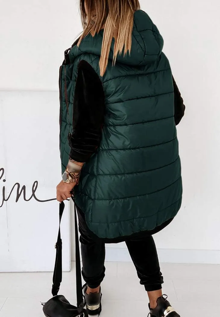 Kaxindeb Women's Hooded Outwear Vest Lightweight Zipper Up Padded Gilet With Pockets
