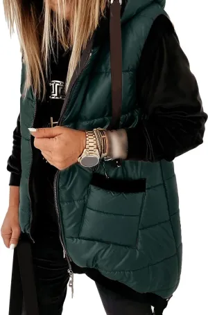 Kaxindeb Women's Hooded Outwear Vest Lightweight Zipper Up Padded Gilet With Pockets