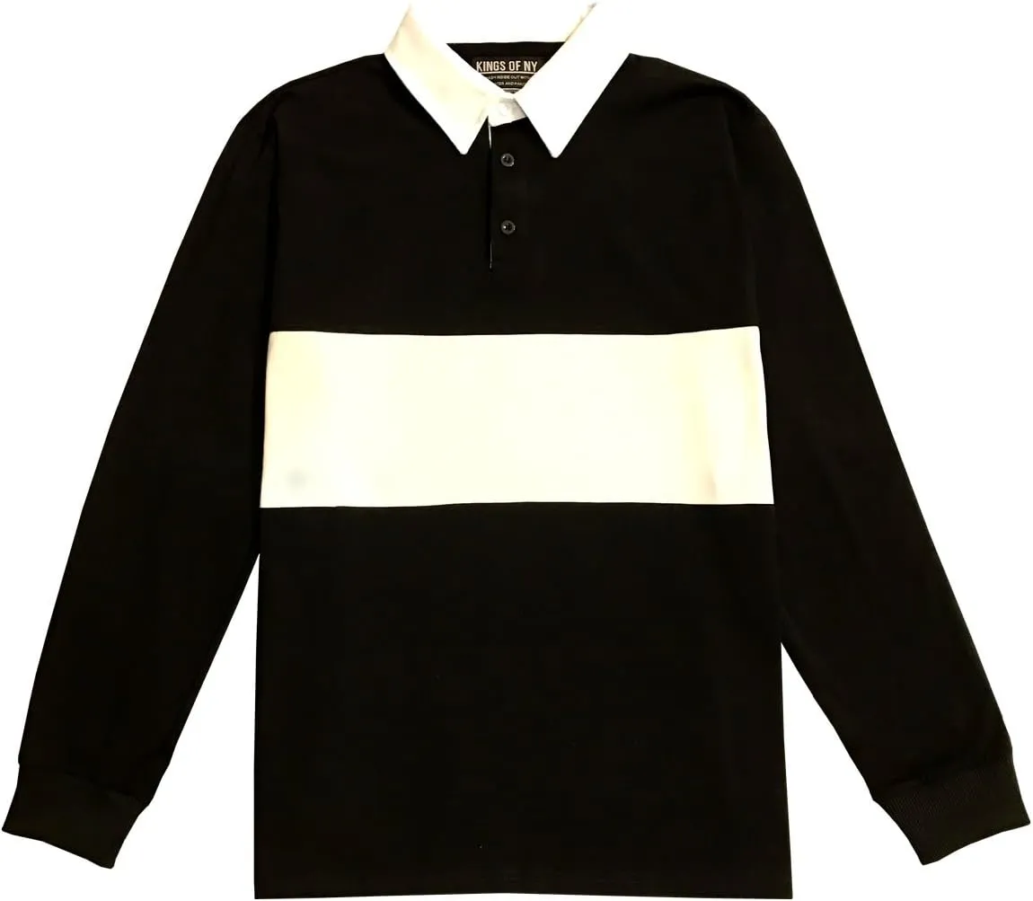 Kings Of NY Classic Mens Long Sleeve Sports Polo Rugby Shirt