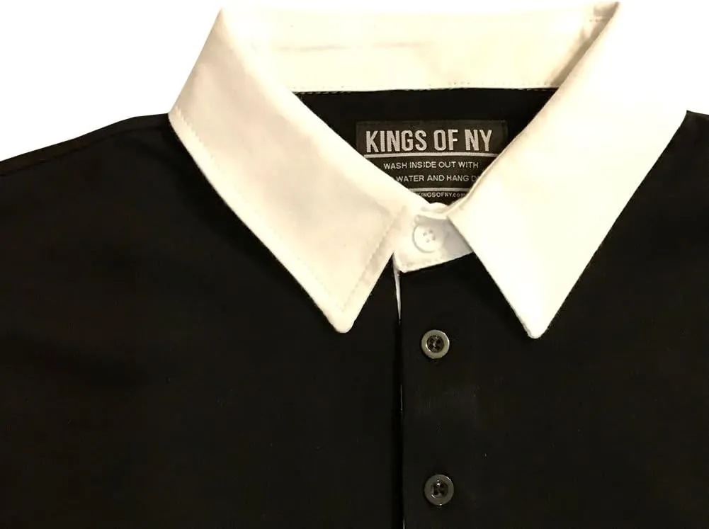 Kings Of NY Classic Mens Long Sleeve Sports Polo Rugby Shirt