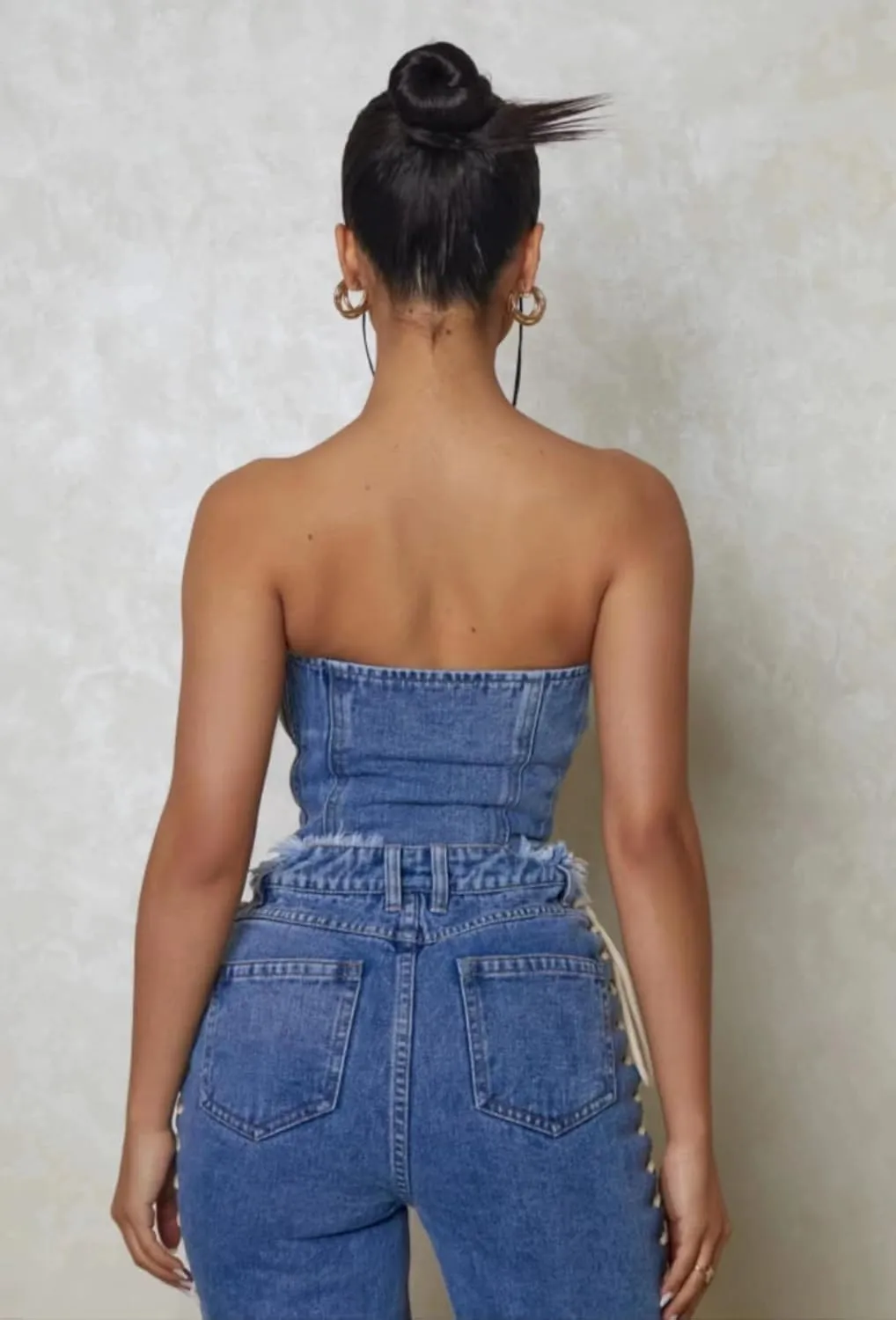 Kvor Women Vest Chic Shoulder Lady Corset Tube Top Sexy Jeans Camisole Top Denim Crop Top