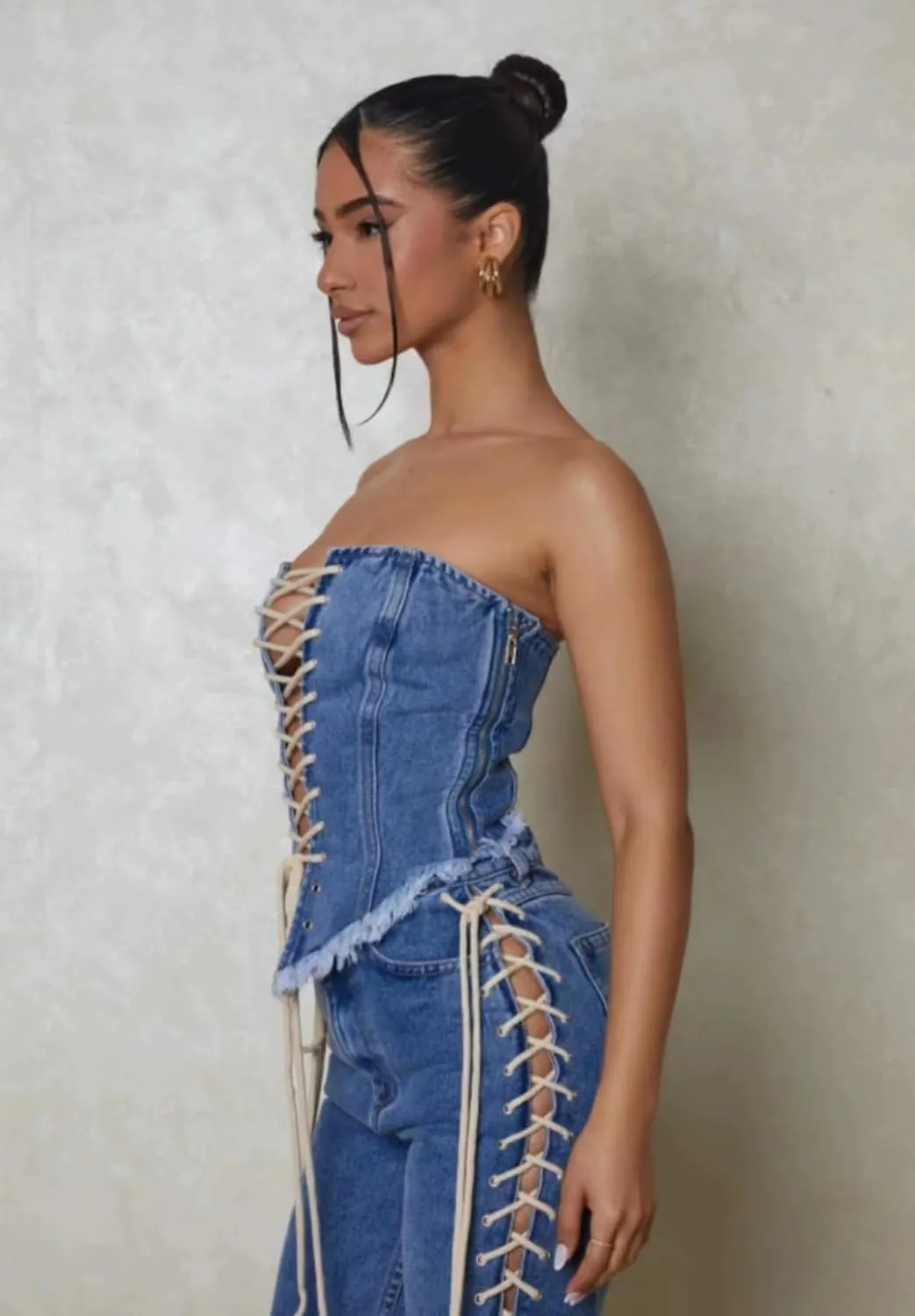 Kvor Women Vest Chic Shoulder Lady Corset Tube Top Sexy Jeans Camisole Top Denim Crop Top