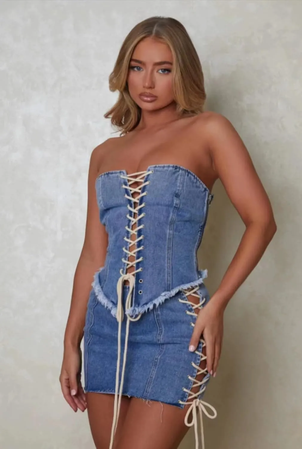 Kvor Women Vest Chic Shoulder Lady Corset Tube Top Sexy Jeans Camisole Top Denim Crop Top