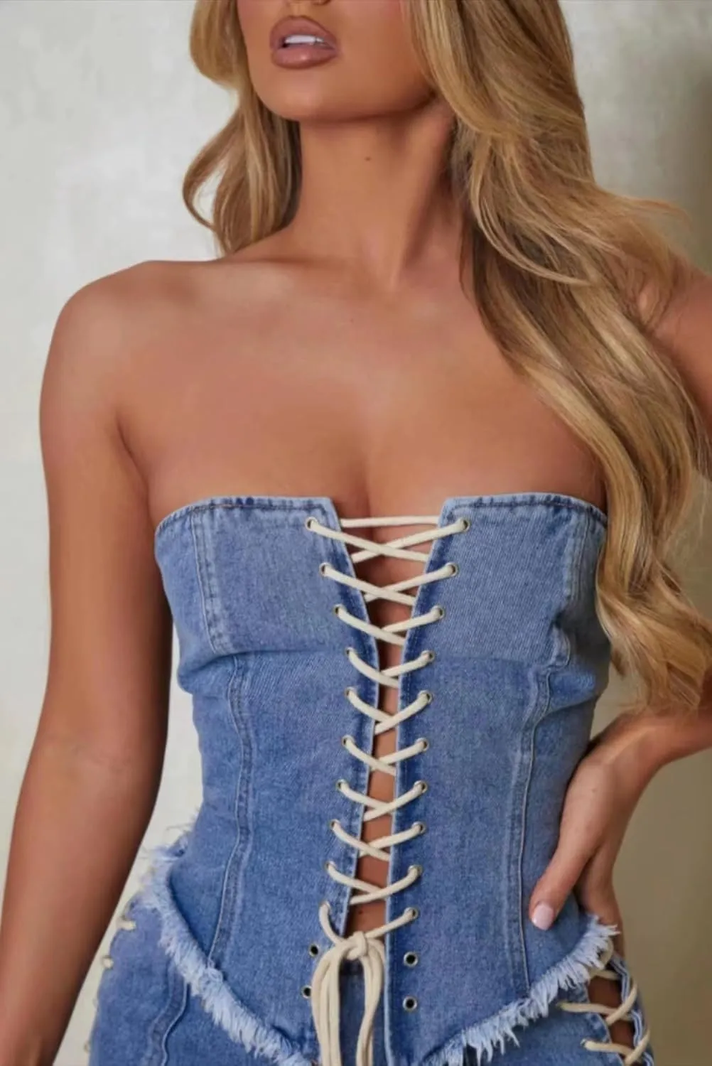 Kvor Women Vest Chic Shoulder Lady Corset Tube Top Sexy Jeans Camisole Top Denim Crop Top