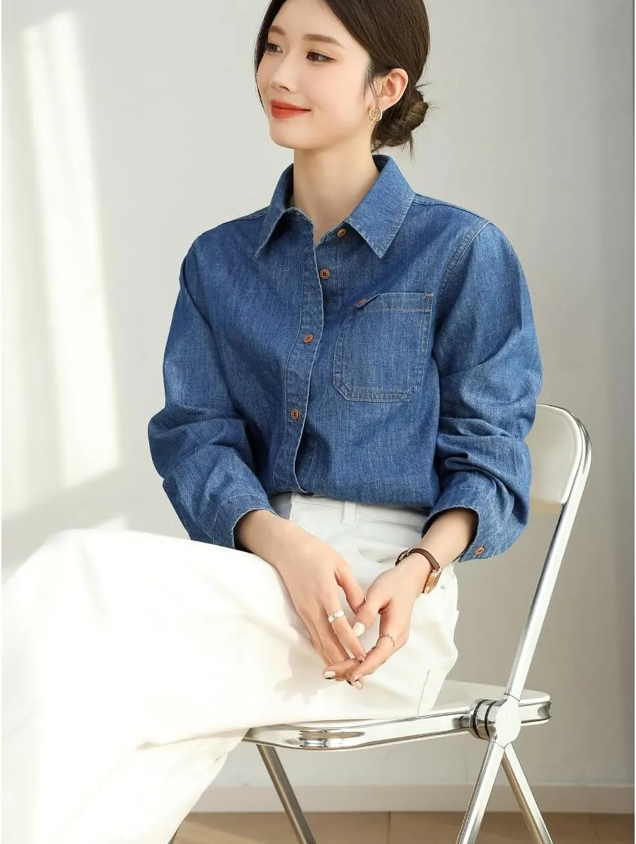 Ladies' Retro Outerwear Casual Loose Denim Jacket