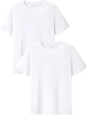 LAPASA Mens 2-Pack Micro Modal Tag-Free Short Sleeve T-Shirts Crew & V-Neck Solid Plain Regular-Fit Tee M07/M08