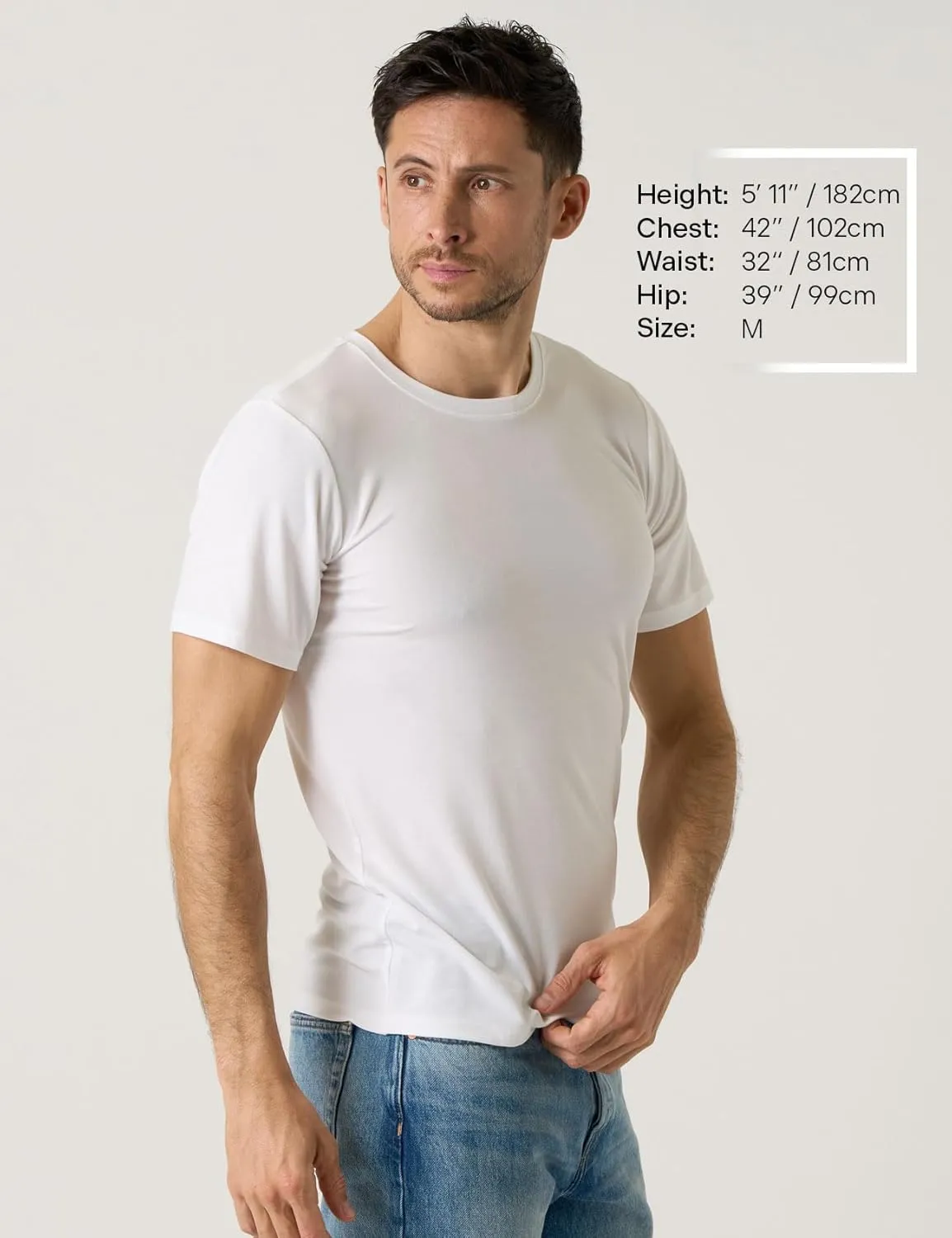 LAPASA Mens 2-Pack Micro Modal Tag-Free Short Sleeve T-Shirts Crew & V-Neck Solid Plain Regular-Fit Tee M07/M08