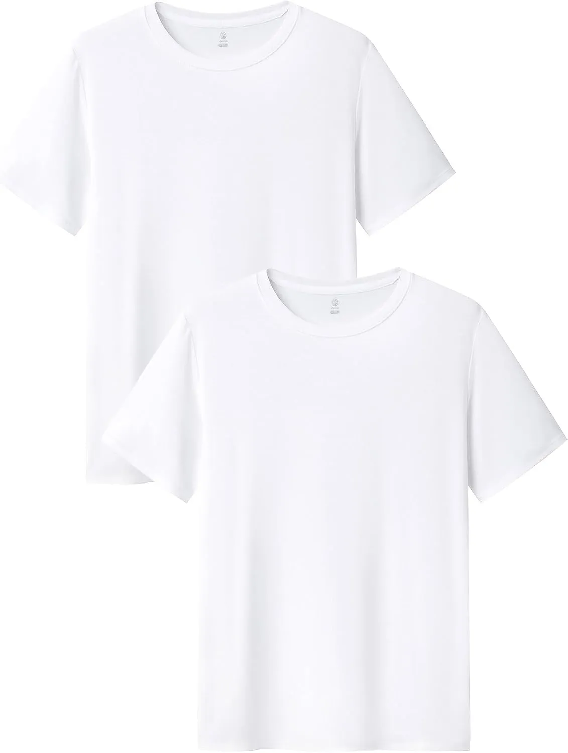 LAPASA Mens 2-Pack Micro Modal Tag-Free Short Sleeve T-Shirts Crew & V-Neck Solid Plain Regular-Fit Tee M07/M08