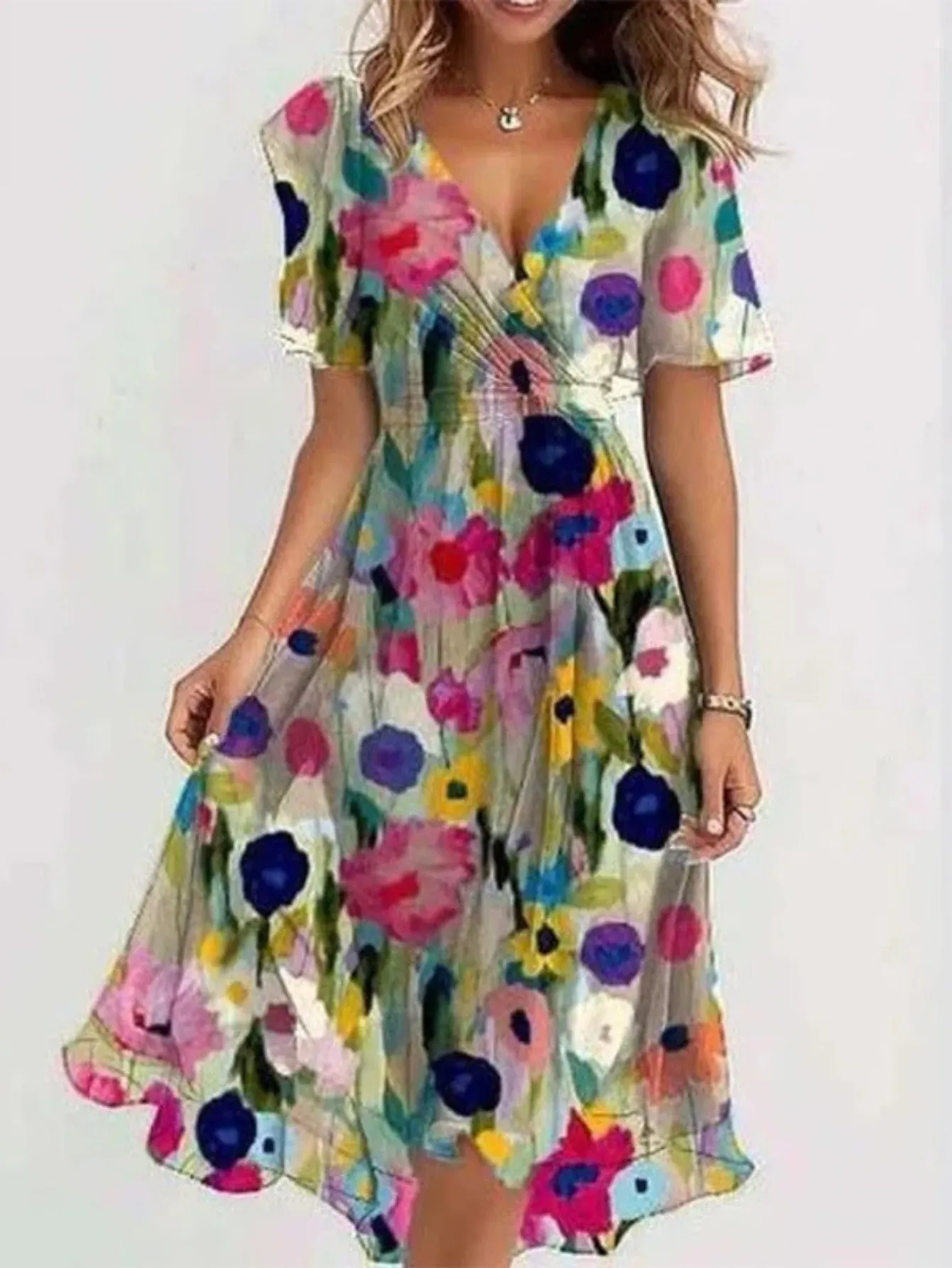 LAVINA  Vibrant Boho Midi Dress