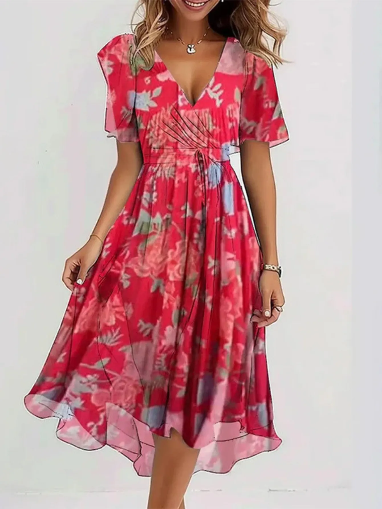 LAVINA  Vibrant Boho Midi Dress