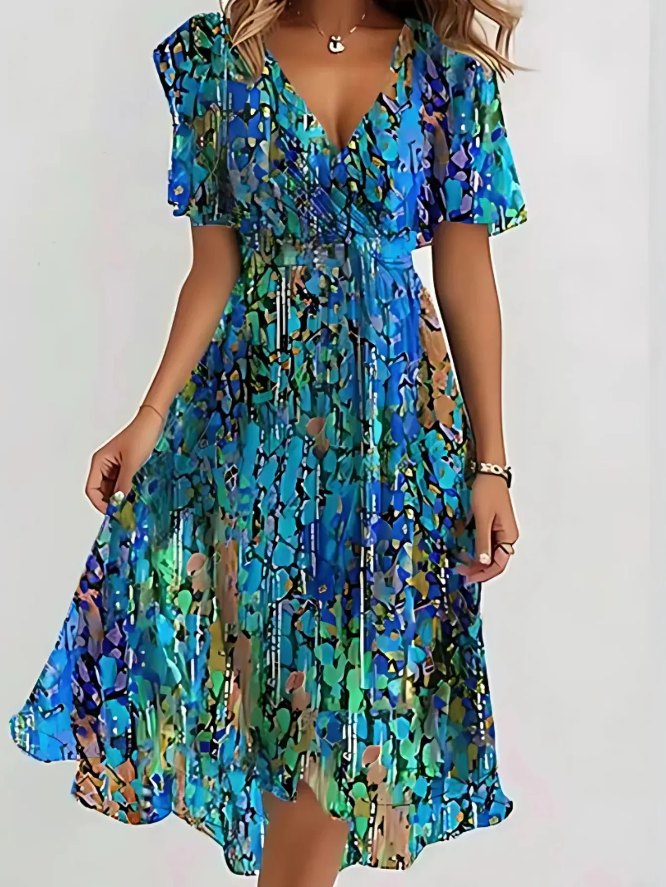 LAVINA  Vibrant Boho Midi Dress