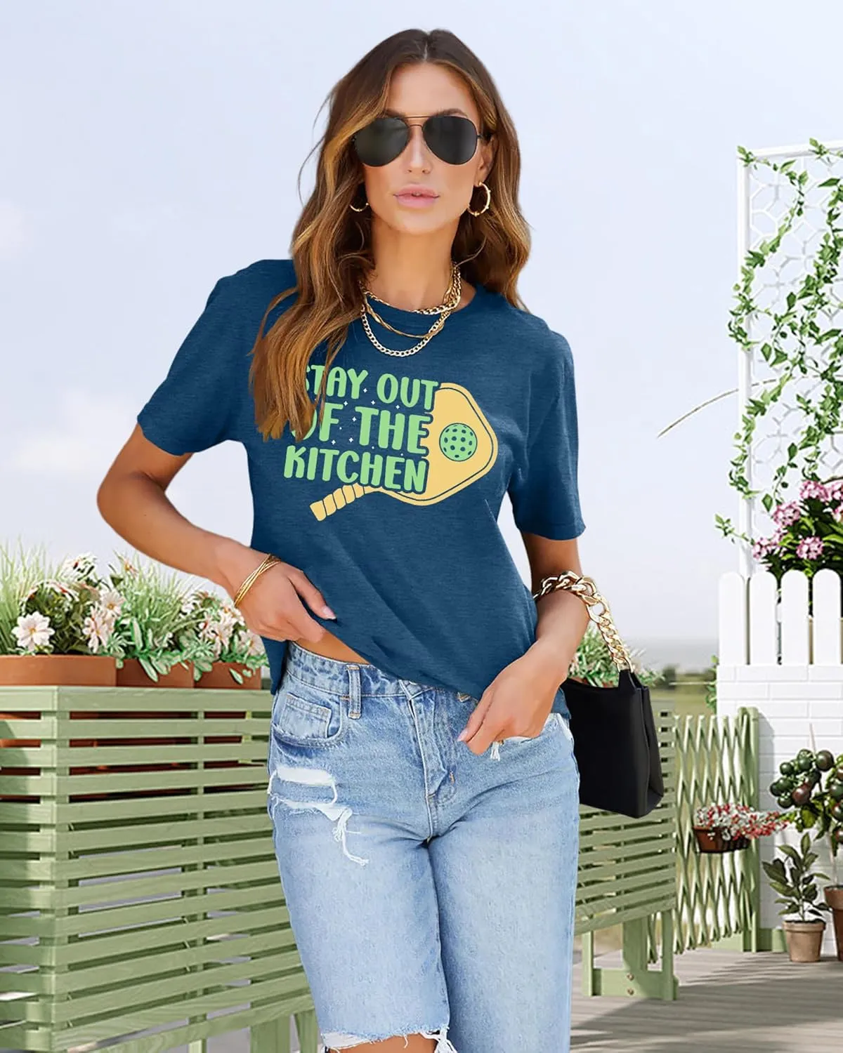 LAZYCHILD Pickleball Shirts Women Heartbeat Graphic T-Shirt for Pickleball Lover Gift Shirt