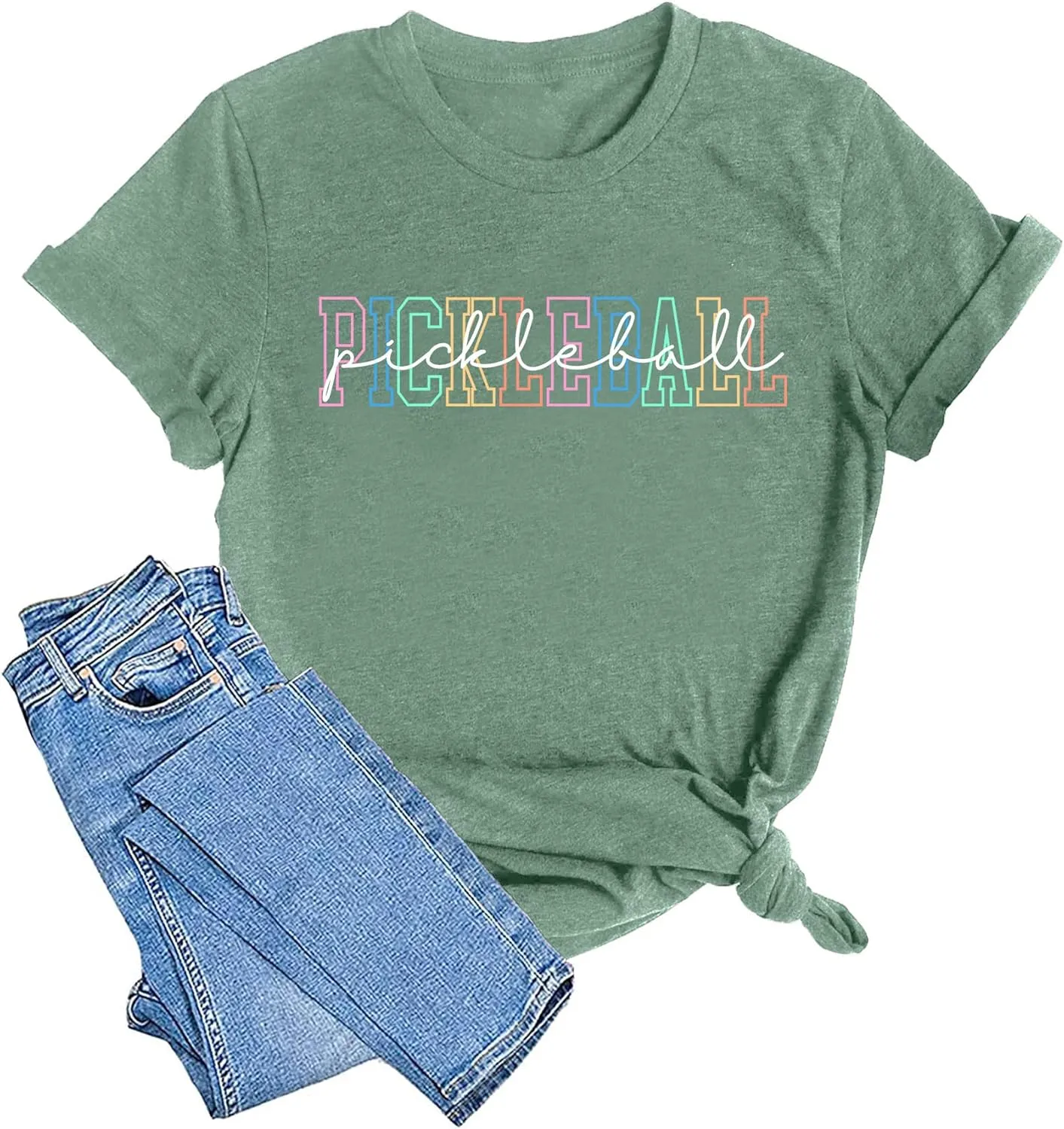 LAZYCHILD Pickleball Shirts Women Heartbeat Graphic T-Shirt for Pickleball Lover Gift Shirt