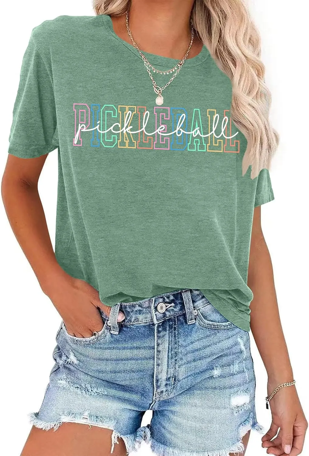 LAZYCHILD Pickleball Shirts Women Heartbeat Graphic T-Shirt for Pickleball Lover Gift Shirt