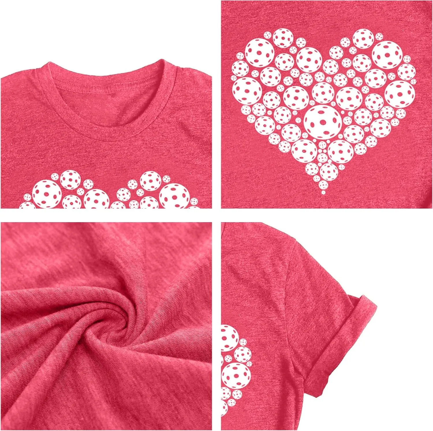 LAZYCHILD Pickleball Shirts Women Heartbeat Graphic T-Shirt for Pickleball Lover Gift Shirt