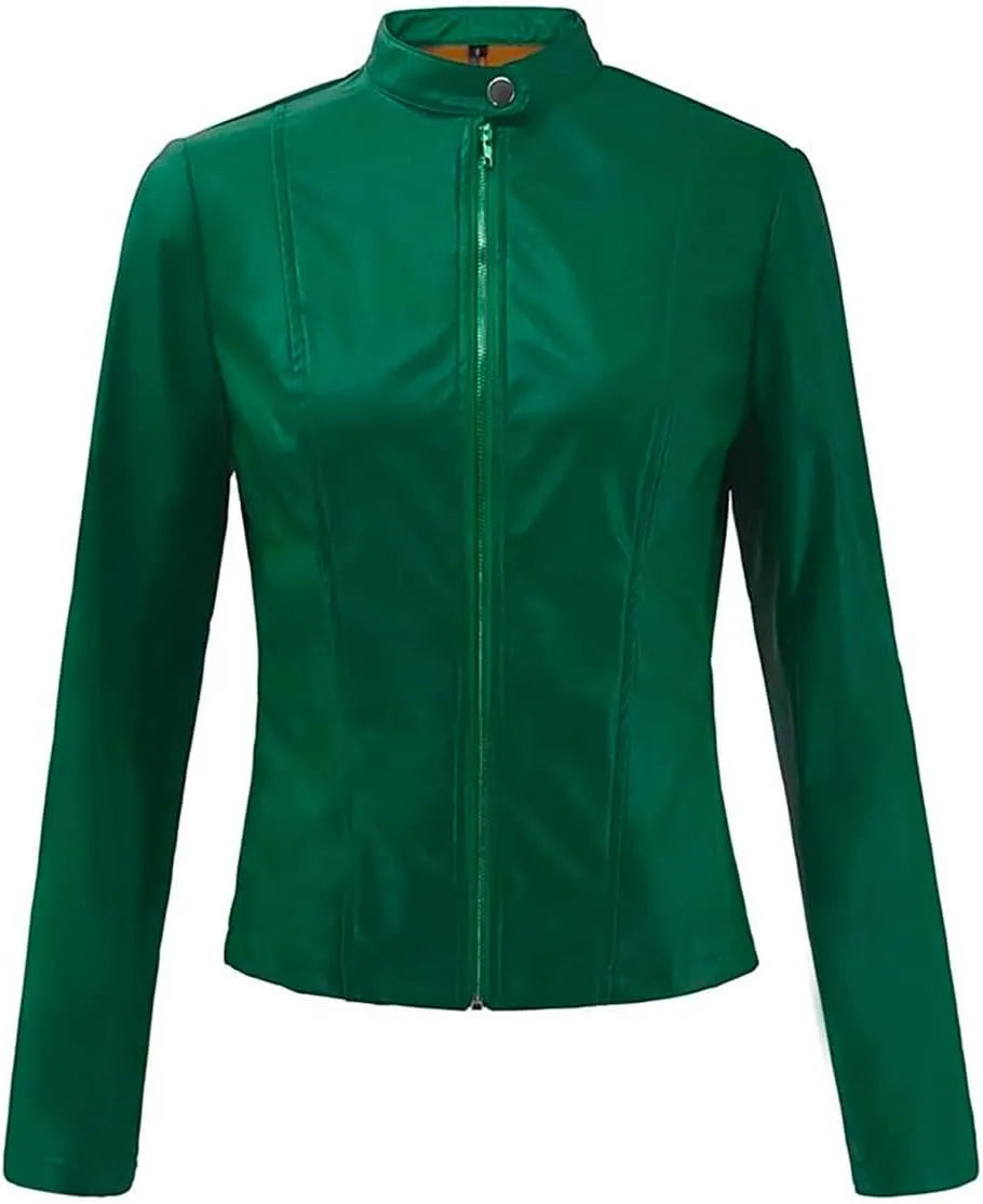 LCMTWX Leather Jackets Jacket Coat Punk Tops Motor Cropped Short Lapel Zip Women's Coat Coats for Women Women Jackets De