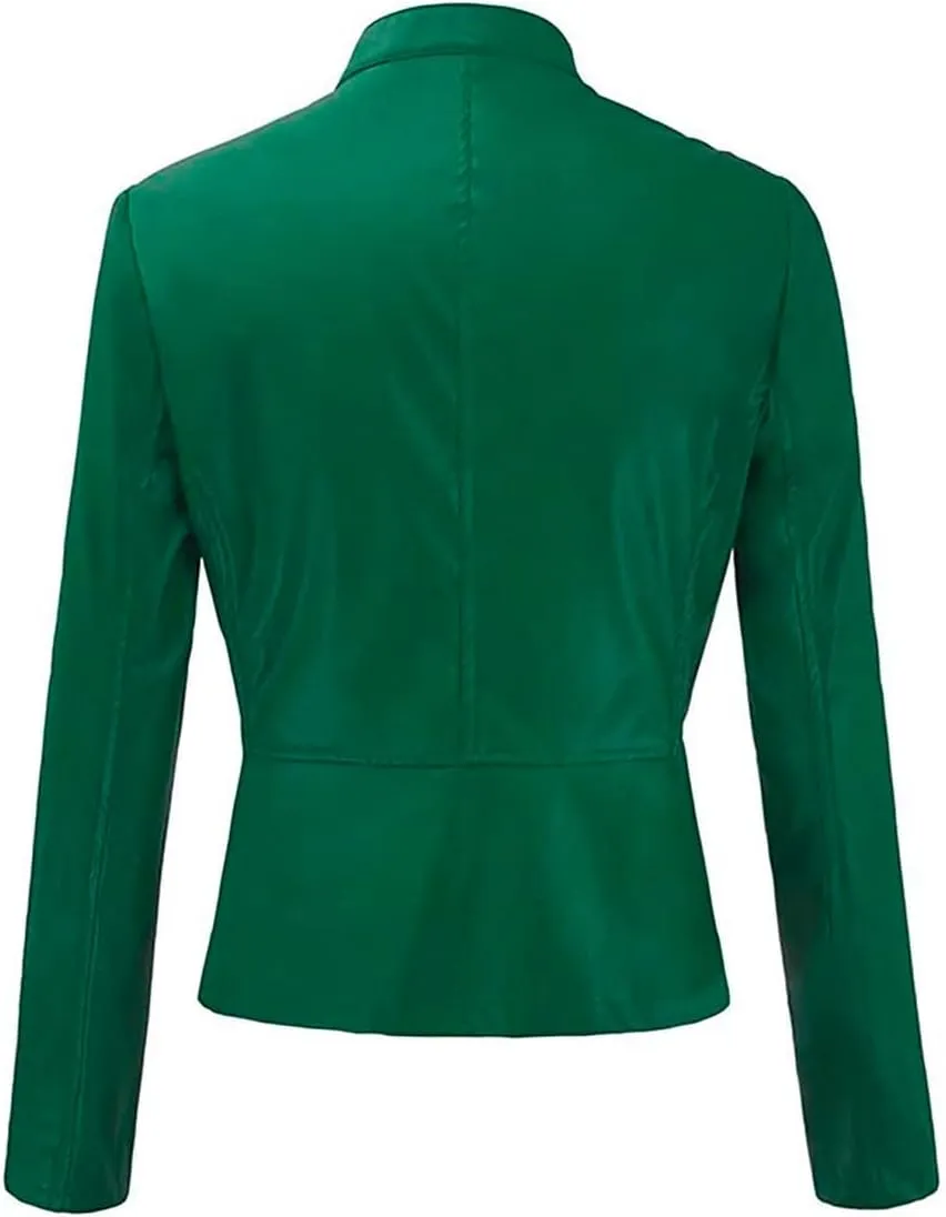 LCMTWX Leather Jackets Jacket Coat Punk Tops Motor Cropped Short Lapel Zip Women's Coat Coats for Women Women Jackets De