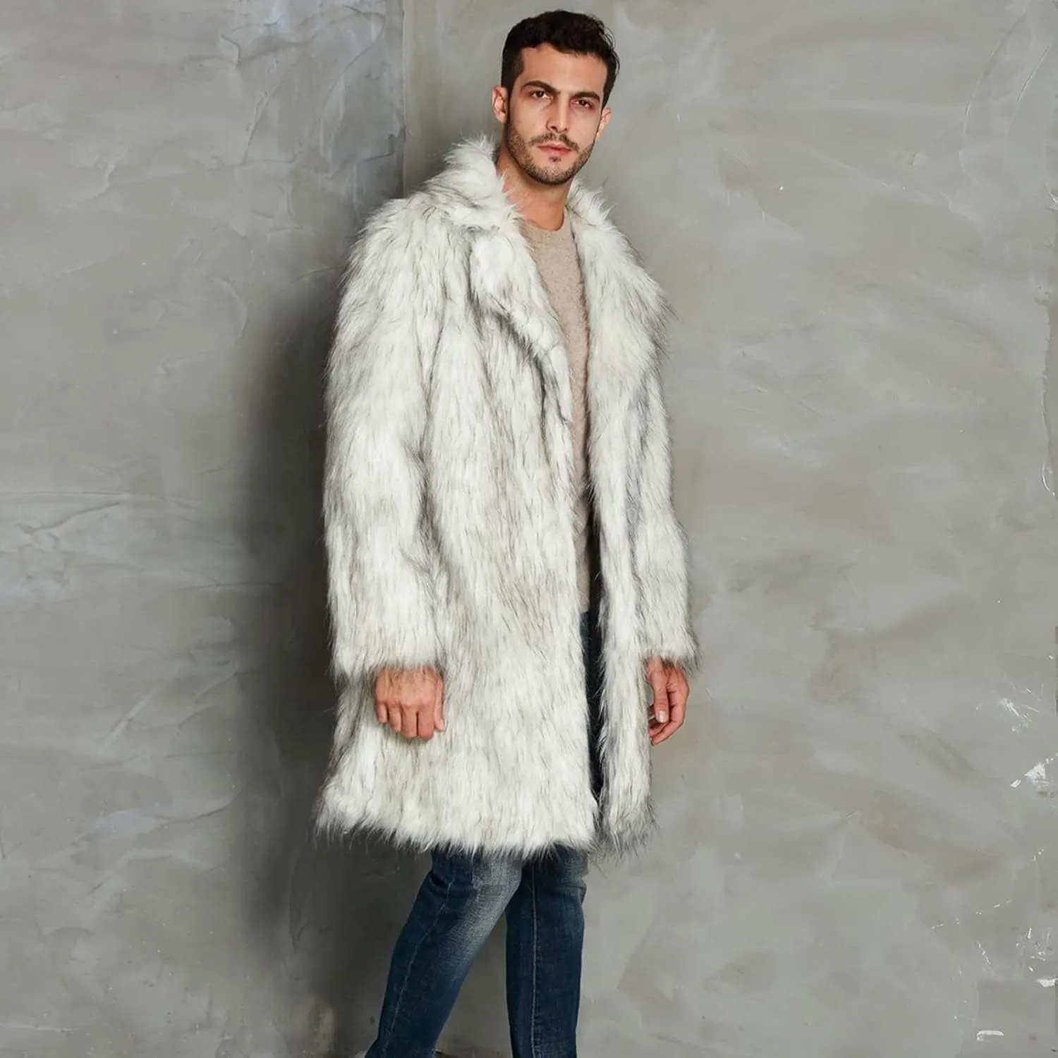 LCMTWX Men's Thicken Warm Winter Coat Stand Collar Knitted Splice Sweater Coat Casual Cardigan Stylish Outwear Winter