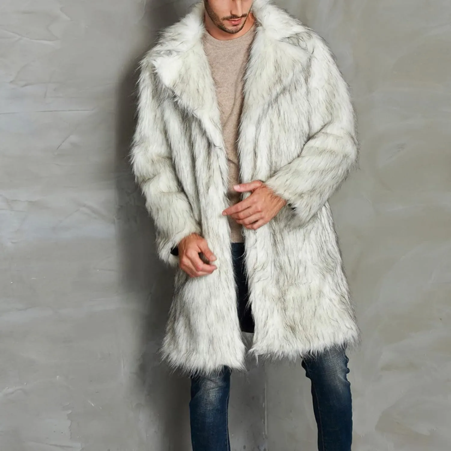 LCMTWX Men's Thicken Warm Winter Coat Stand Collar Knitted Splice Sweater Coat Casual Cardigan Stylish Outwear Winter
