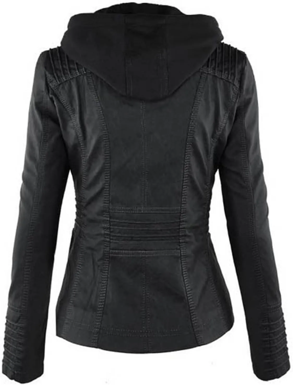 LCMTWX Womens Black Leather Jacket Tops Suit Collar Belt Stand Zip Motorcycle Coat Women's Coat Women'S Jackets Jacket