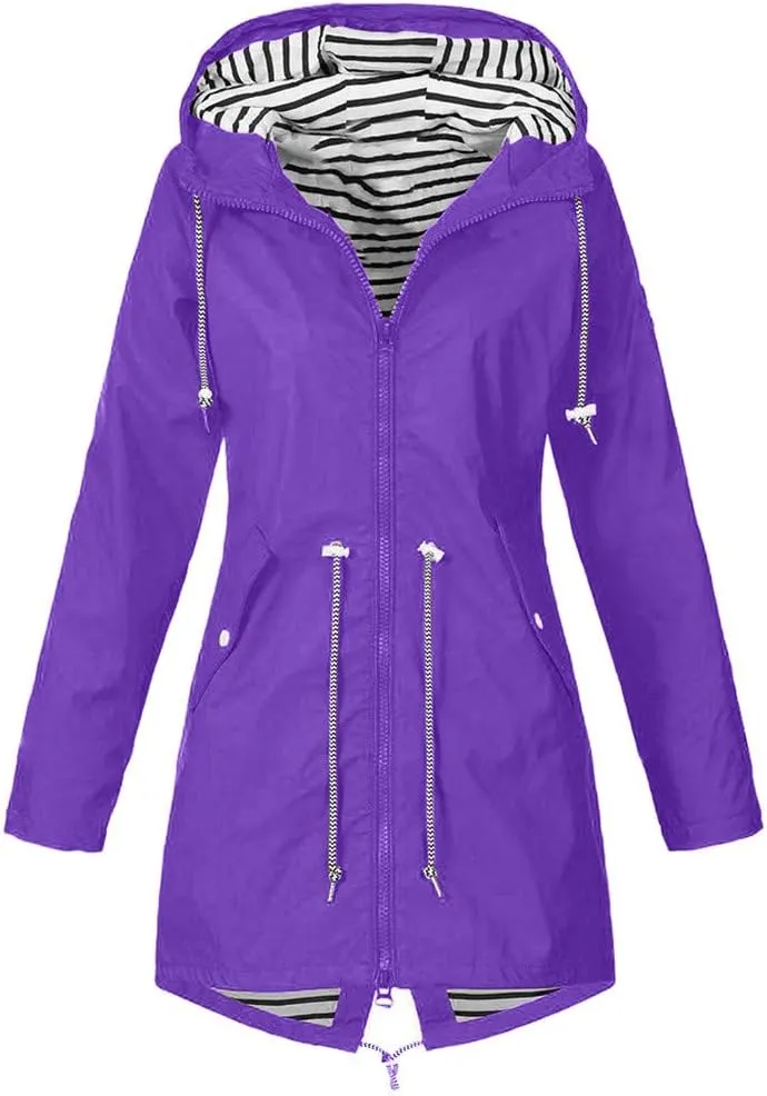 LCMTWX Womens rain coat winter Waterproof Windproof Outdoor Coat Plus Women's Coat Windbreaker Trench Coat Rain Jacket