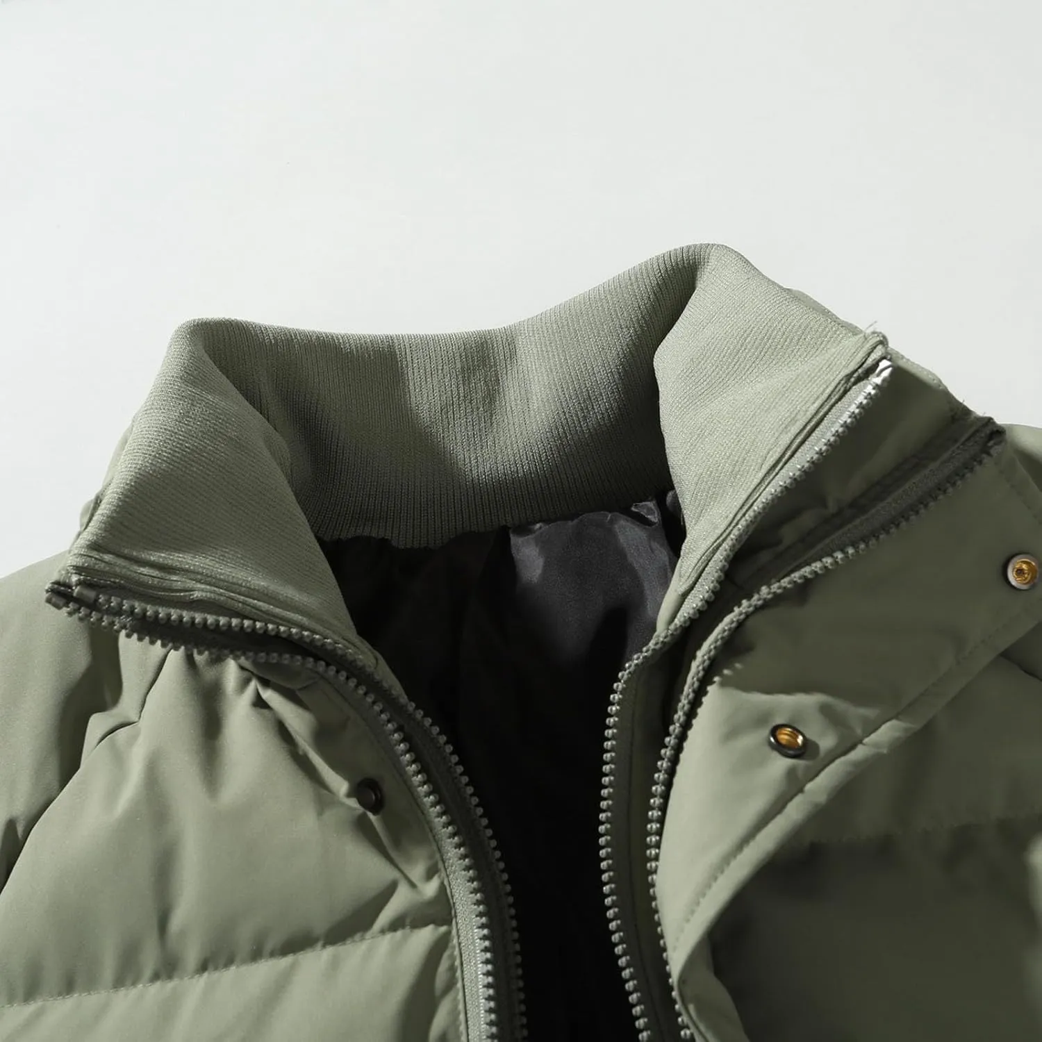 lcziwo Mens Oversized Winter Puffer Jacket Double Zipper Stand Collar Warm Quilted Coat Thick Outdoor Cotton-Padded Jacket