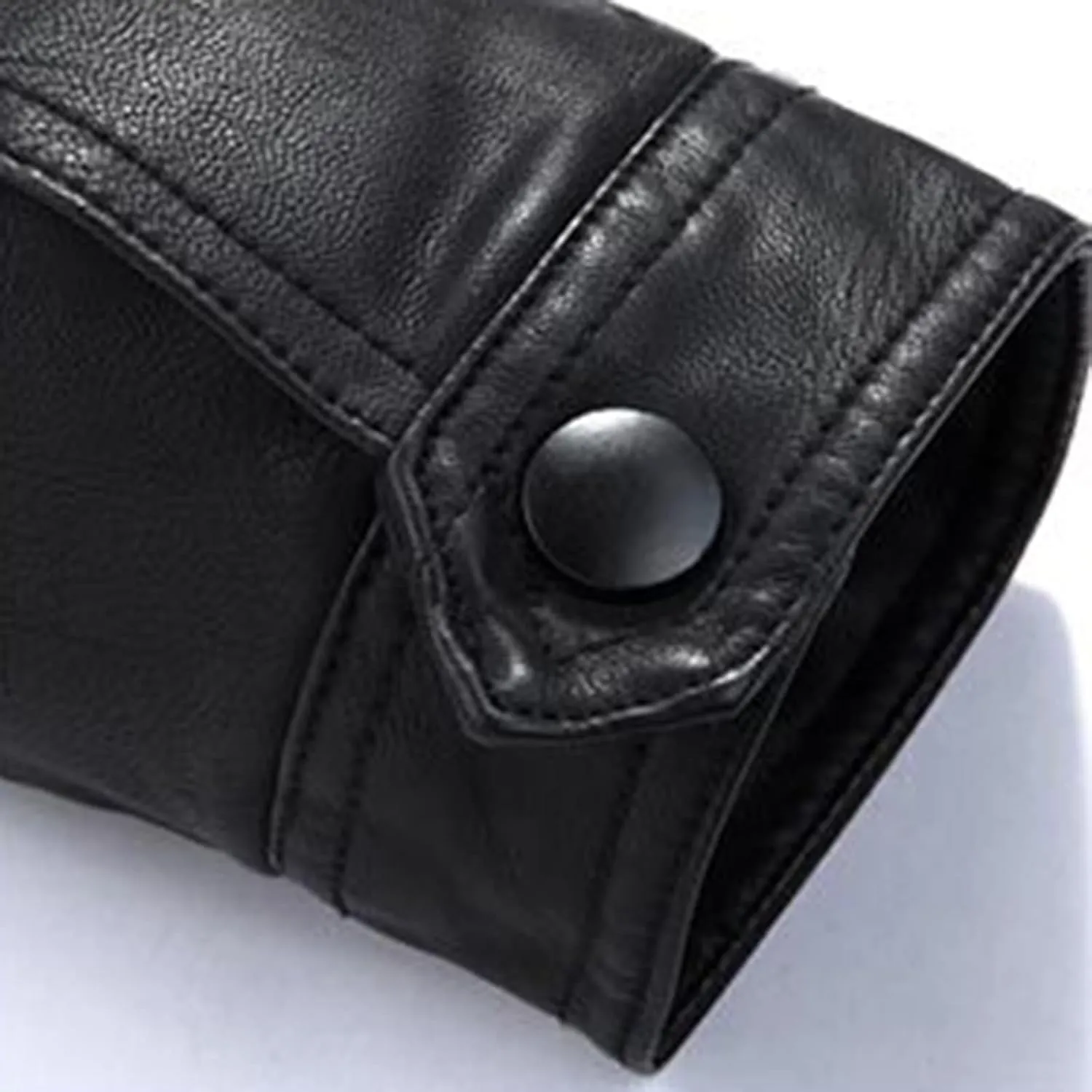 Leather Motorcycle Jacket Casual Solid Color Zipper Pocket Leather Jacket Coat Mens Winter Jackets Textile