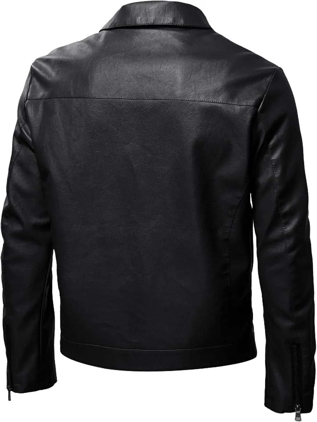 Leather Motorcycle Jacket Casual Solid Color Zipper Pocket Leather Jacket Coat Mens Winter Jackets Textile