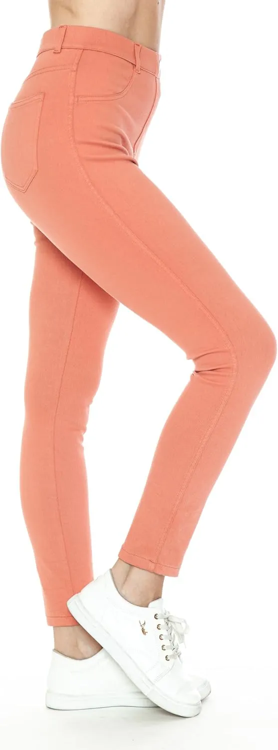 Leggings Depot Women's Stretch Pull-on Skinny Denim Look Jean Leggings (Available in Plus Size)